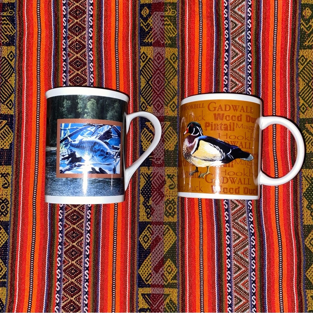 Bundle of 2 Outdoor Themed Mugs Field & Stream Duck & Unbranded Fishing Mug